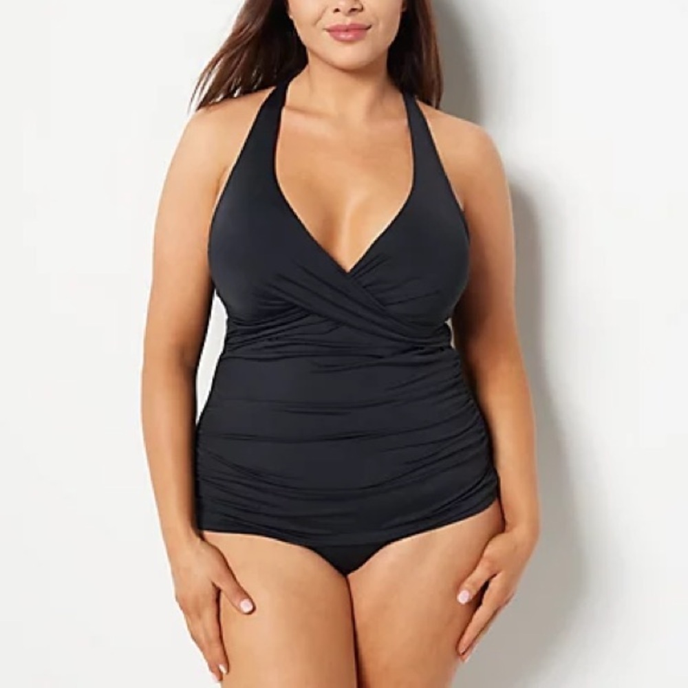 Jantzen Adjustable Strap V-Neck Tankini with Comfort Brief - Picture 1 of 7